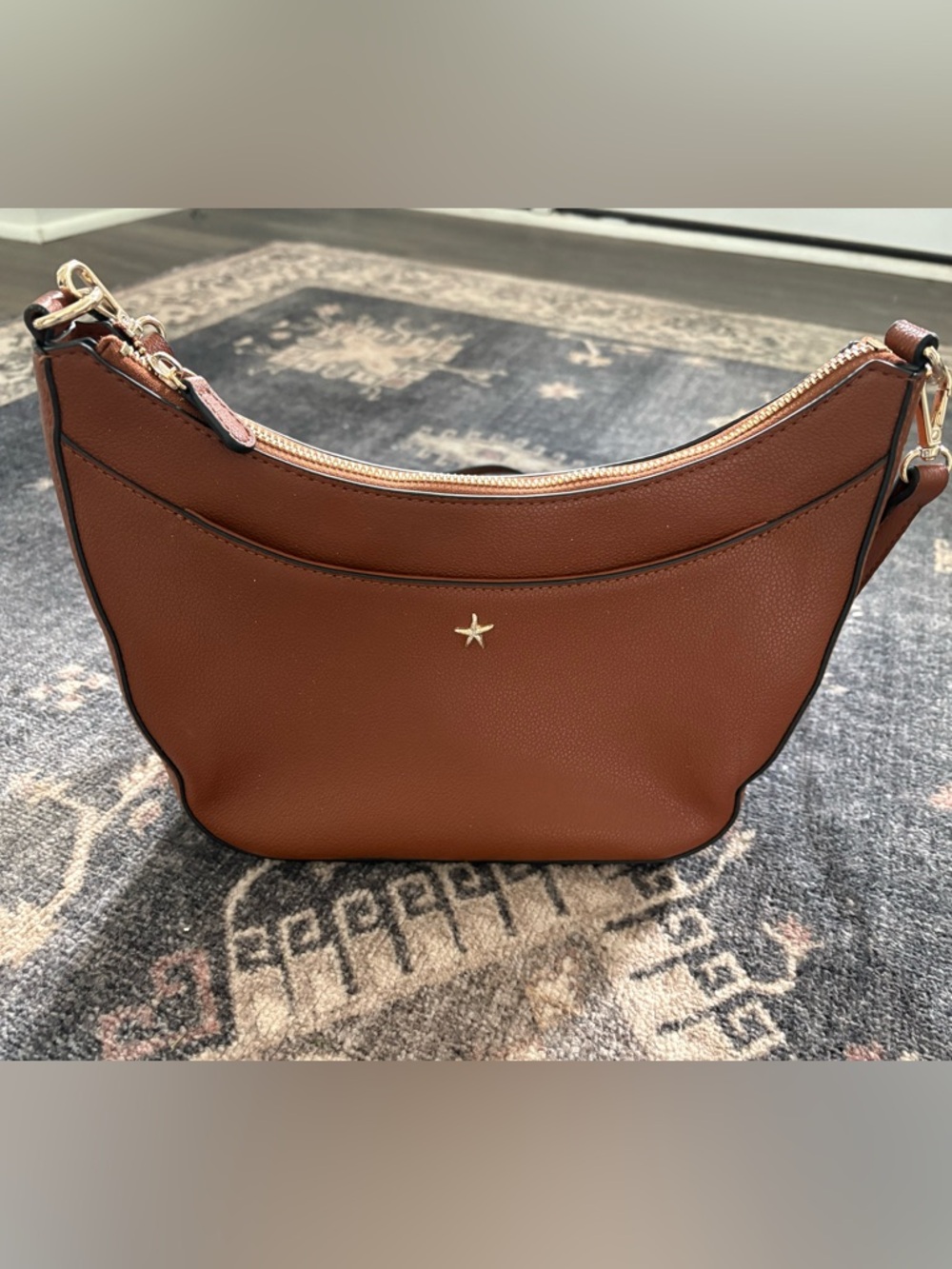 LC Lauren Conrad Brown Crescent Crossbody with Star Accent